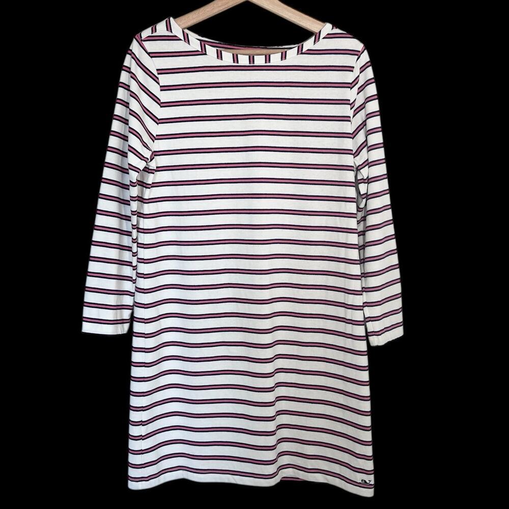 Vineyard Vines Cotton Striped Dress | Pink Navy‎ White | SZ M